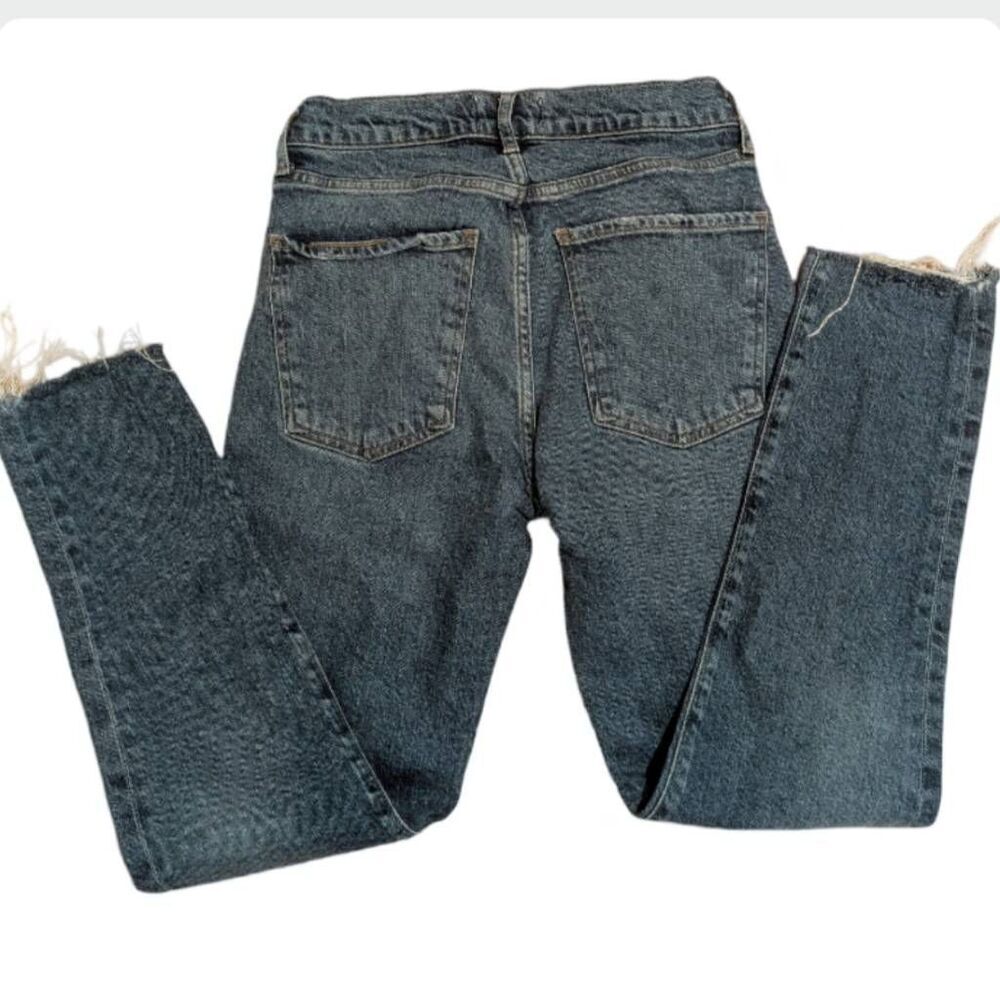 AGOLDE High Rise Crossover Jeans 25 Destroyed Hem Raw Edge Straight Leg - Picture 8 of 15